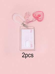 1入組帶心形裝飾透明卡夾可愛便攜式多用途卡夾、學校、學生 - 無色 - 查看 13