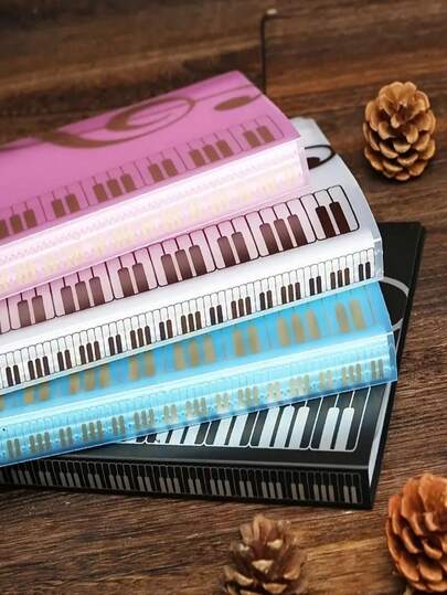 1pc Music Piano Notation File Folder, Suitable For A4 File Folder, Booklet, Pentagram Folder, For Students, Musicians, Piano Score Folder With 40 Pockets