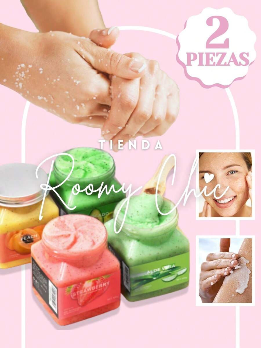 ROOMY CHIC Kit Exfoliante Corporal Hidratante De Diferentes Frutas Aromas Sabores Elimina Piel Muerta Aclara Manchas Suaviza La Piel Exfoliante E Hidratante Para Body Cara Manos Y Pies Combate Las Estrías Finas Líneas Y Arrugas Exfoliante Corporal De 350 Ml Para La Ducha Limpiador Profundo Crema Exfoliante Hidratante Y Nutritiva Para La Piel Exfoliante Con Sales Minerales Y Vitaminas Belleza y Salud Cuidado personal Ducha del baño Ducha y exfoliante - 2 PIEZAS - Ver 1