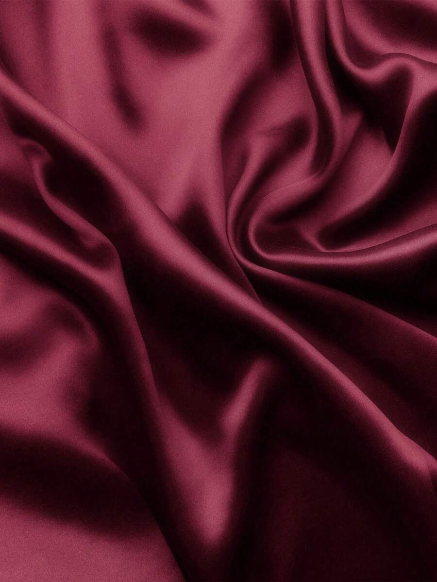 1pc Wine Red Plain Satin Jacquard Fabric, Suitable For Christmas Decoration, Wedding Dress, Headpiece, Birthday Party, Dinner, Picnic, Home Decor