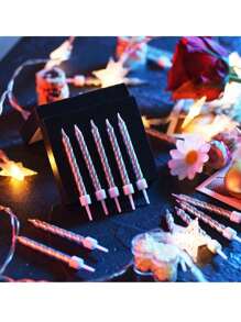 50 pièces Bougies en spirale pour gâteau, décorations pour petits gâteaux, décoration de gâteau pour anniversaire, mariage et fête - Doré - Voir 4