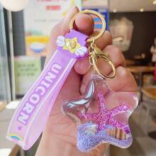 1pc Cute Zinc Alloy Starfish Liquid Quicksand Bottle Keychain Pendant Bag Charm Floating Keyring Halloween Car Accessories Backpack For School Goth Y2k Christmas Gift Ideas Bag Accessories Lanyards With Id Holder Car Accessories Bag Charms Gifts For Mother, Father, Graduation, And Teacher - Multicolor - View 4