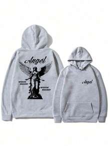 Angel Wisdom Streetwear 100% Cotton Sweatshirt New Arrival Unisex Winter Fashion - Fast Shipping - 灰色 - 查看 2