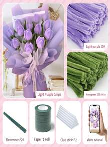 Bộ dụng cụ thủ công DIY làm từ dây kẽm, hoa làm từ dây kẽm, nhiều màu sắc kết hợp, nhiều chủ đề và kiểu dáng khác nhau, bộ dụng cụ làm bó hoa, dây kẽm nhung và dây thép mềm để làm bó hoa tulip, hướng dương và hoa hồng. - nhiều màu - Xem 15