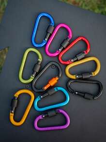 1/3/6pcs D-Shape Spring Carabiners, With Screw Gate, Black Aluminum Alloy Clips, Suitable For Outdoor Activities: Climbing, Camping, Hiking, Fishing, Keychain, 42 X 80mm Travel Accessories, Travel Essentials, Car Accessories, Outdoor Gear, Luggage, Practical Items, Summer Essentials, Office Supplies, Travel Necessities, Beach Vacation, Holiday, School Supplies, Back To School