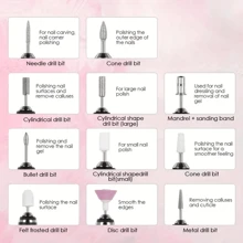 12-Head Electric Nail Grinder Kit, Multi-Functional Nail Drill, USB Rechargeable - For Thick Nails Nail Sander, Professional 4-Speed Electric Nail File, Nail Polishing Care Shaping Tool, Manicure Tool, Great Gift For Women, High Quality And Affordable Product