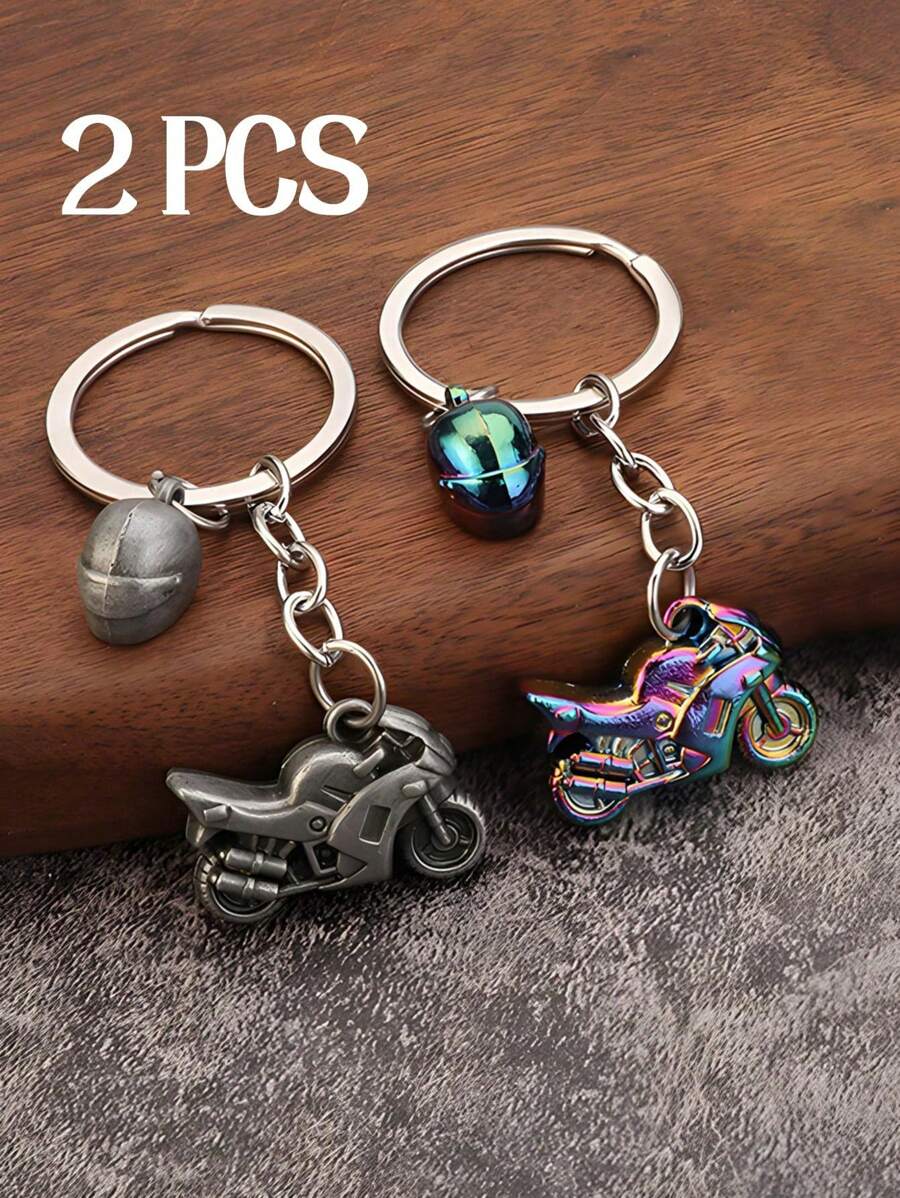 2 piezas Llavero con forma de casco de motocicleta creativo, un llavero colgante de cintura con forma de anuncio de automóvil, un regalo genial para amigos, accesorios de automóvil escolares, gótico y Y2K lindo