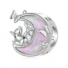 bamoer 1 PC 925 Sterling Silver Cute Cat Star Pendant Flying Balloon Cat Pet Paws Charms Beads Fit Women Girl DIY Bracelet Fine Jewelry