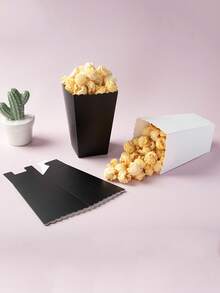 12/24pcs Popcorn Box, White Cardboard, Square Mori Style Fresh Party Paper Box, Fried Chicken Rice Flower Box - Multicolor - View 4