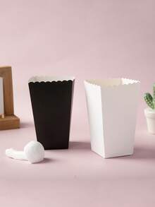 12/24pcs Popcorn Box, White Cardboard, Square Mori Style Fresh Party Paper Box, Fried Chicken Rice Flower Box - Multicolor - View 2