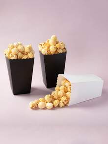 12/24pcs Popcorn Box, White Cardboard, Square Mori Style Fresh Party Paper Box, Fried Chicken Rice Flower Box - Multicolor - View 1