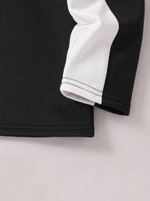 Teens/Boys' Loose Letter Print Raglan T-Shirt, Contrast Color Design, Fashionable & Stylish, Crew Neck Long Sleeve Top, Suitable For Spring/Autumn/Winter - Black - View 7