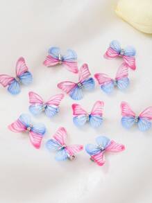 10pcs/Pack Girls' Baby Cute Rhinestone Double-Layer Transparent Chiffon Butterfly Small Hair Clips Princess Hair Accessories - Multicolor - View 4