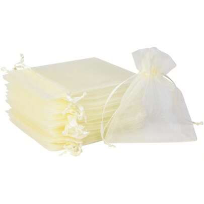 50pcs Organza Gift Bags With Drawstring, Jewelry Candy Wedding Party Favor Mesh Bags,
