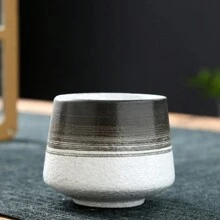 1 pieza Taza de espresso de arcilla gruesa estilo japonés con arcoíris - Taza de té cerámica, combinación de azul y marrón, adecuada para bebidas de verano e invierno, regalo perfecto para decoración del hogar y la oficina, de vuelta a la escuela
