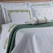Double-Sided Bedspread Kit + 8-Piece Queen-Size Embroidered Sheet Set Benim - màu xanh lá - Xem 2