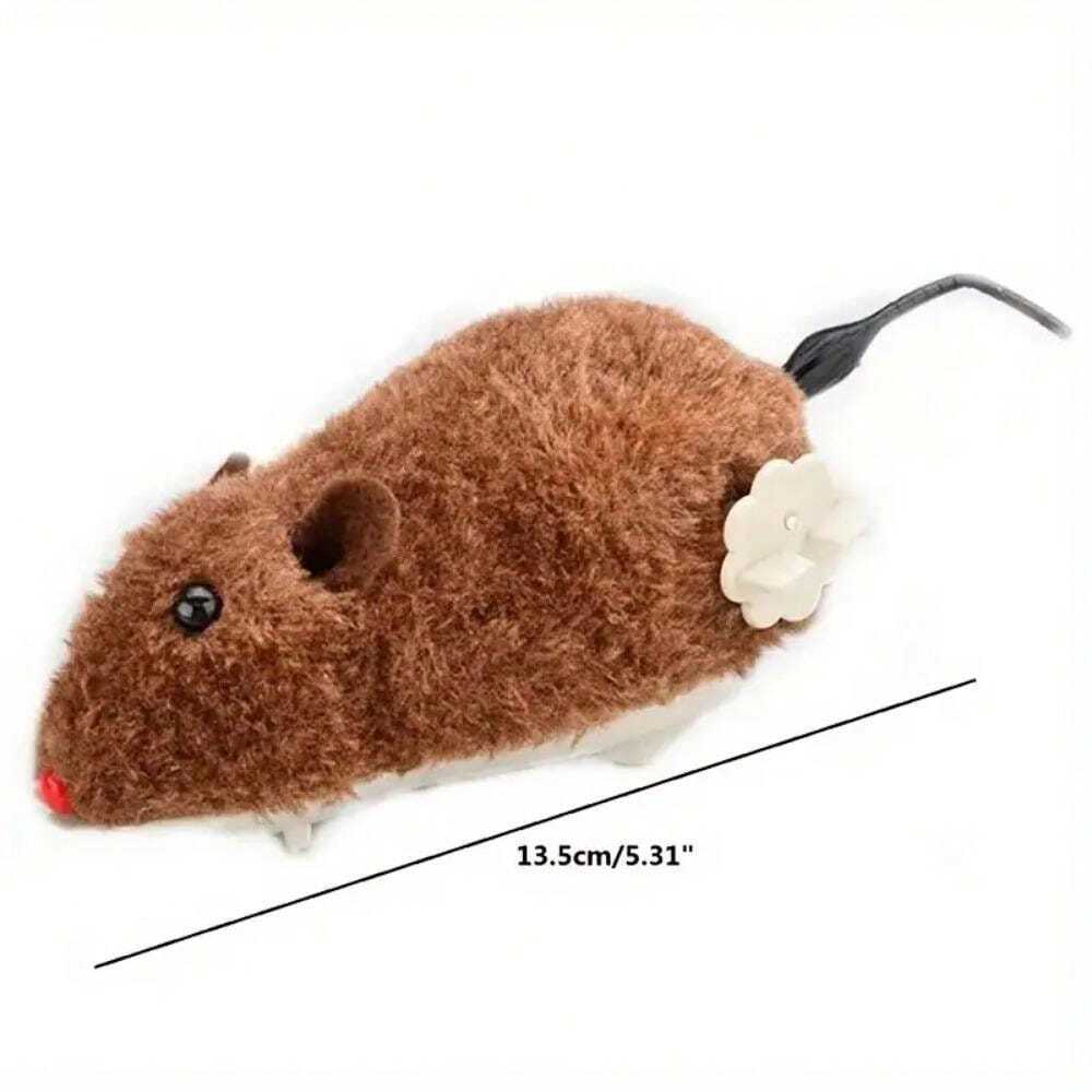1Pc Interactive Plush Mouse Cat Toy WindUp, Durable Plastic, Perfect