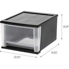 USA 17 Qt. Plastic Drawer Storage Organizer Stacking Drawers, 4-Pack, Stackable Unit With Sliding Drawer For Clothes Bedroom Kitchen Under Sink Pantry Craft Room Bathroom Dorm Office, Black - màu đen - Xem 2