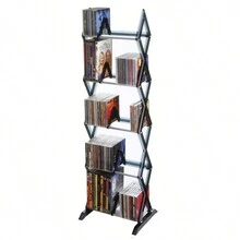 Lightweight, Plastic, Multimedia Unit, Wide Base, Freestanding, Adjustable Dividers - 黑色 - 查看 6