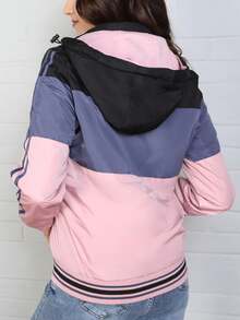 Chamarra REVERSIBLE Chaqueta para Mujer Dama Con Capucha Desmontable Y Cierre - Negro - Ver 4