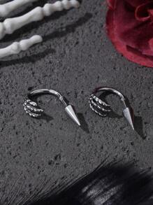 1 件时尚不锈钢朋克龙耳环，男女通用嘻哈街头风格龙蛇骷髅耳钉，适合日常佩戴、派对、音乐节、约会