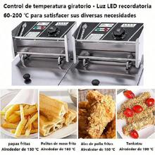 Freidora eléctrica de Aceite Industrial 12 Litros Doble Bandeja Acero Inoxidable;con 2 cestas y tapa ;Temperatura Ajustable Freidoras Industriales Electronica; para Papas a la Francesa Pollo Frito  pavo donas,etc - Plateado - Ver 6