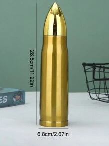 1pc Stainless Steel Bullet-Shaped Vacuum Insulated Water Bottle, Gift Cup For Outdoor Sports - Multicolor - View 9