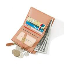 Seagloca Women's Wallet New Sweet Print Cute Short Bi-Fold Wallet For Woman Faux Leather White Water Resistant - 粉色 - 查看 3