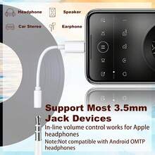 Gmobi USB C To 3.5mm Headphone And Charger Adapter, 2 In 1 Type C To Aux Audio Jack With Fast Charging Dongle For Headphone Earbud Compatible With IPhone 15 Pro Max Plus, Samsung Galaxy S22 S23 S24 Ultra, Note 20, IPad Pro Air - White - View 5
