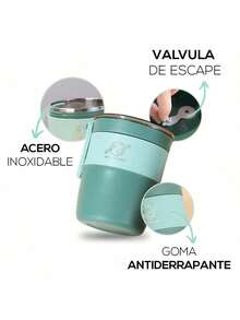 Lonchera Vaso Taza Térmica Fiambrera Acero Inoxidable 450ml Contenedor de Aislamiento - Verde - Ver 4