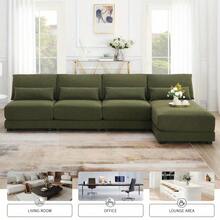 [VIDEO Provided][New]120*61" Oversized Deep Seat Sectional Sofa With Reversible Chaise, Loop Yarn Fabric 5-Seat Armless Indoor Furniture, Convertible L-Shaped Couch For Living Room, Apartment, 3 Colors