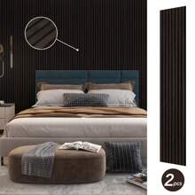 Acoustic Wood Wall Panel, 94.5" X 12.6" Wood Slat Wall Panel For Interior Wall Decor, Soundproof Wall Panel, Slat Wall Paneling, Fluted Sound Absorbing Panel (2 Pack)