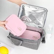 Large Double-Decker Thermal Fitness Travel Lunch Bag - Xám - Xem 10