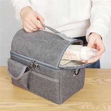 Large Double-Decker Thermal Fitness Travel Lunch Bag - Xám - Xem 9
