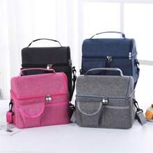 Large Double-Decker Thermal Fitness Travel Lunch Bag - Xám - Xem 8