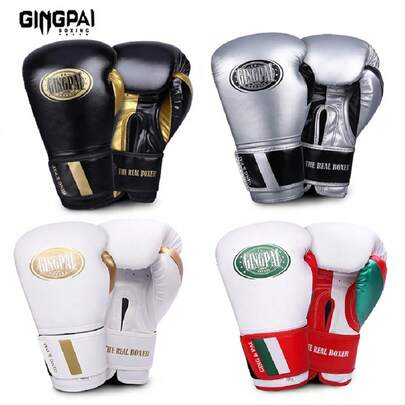 GINGPAI Professional Adult Boxing Gloves For Muay Thai Kickboxing, Suitable For Teenagers, Unisex Training Gloves, Thick & Durable