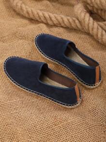Summer & Autumn Men Loafers, Hemp Rope Sole Canvas Shoes, Vacation Casual Slip-On Flats; Women Woven Breathable Cloth Shoes, White Straw Braid Non-Slip; Unisex Canvas Shoes In Brown, Grey, Black, Blue, Slip-On Slouchy Shoes; (These Shoes Have A Narrow Toe Box, So Wide-Footed People Are Recommended To Order A Size Up. The Hemp Rope Soles Are Relatively Hard, And The Handmade Shoes Have A Relatively Rough Workmanship) - Blue - View 4