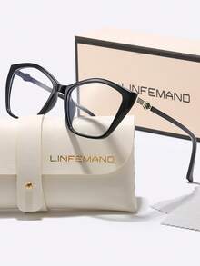 LINFEMAND 猫眼装饰眼镜，时尚优雅透明镜片女士派对眼镜，多色镜框节日礼物女士眼镜配件 - 無色 - 查看 5