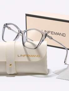 LINFEMAND 猫眼装饰眼镜，时尚优雅透明镜片女士派对眼镜，多色镜框节日礼物女士眼镜配件 - 無色 - 查看 3
