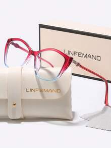 LINFEMAND 猫眼装饰眼镜，时尚优雅透明镜片女士派对眼镜，多色镜框节日礼物女士眼镜配件 - 無色 - 查看 2