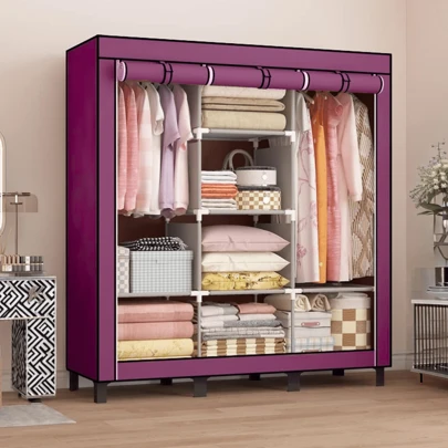 CLOSED ACERO ARMARIO ORGANIZADOR DE ROPA RESISTENTE TELA NEGRO GRIS AZUL VINO YUB-014