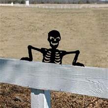 1 件铁艺剪影可爱骷髅雕像，栅栏装饰，户外万圣节金属花园庭院房屋装饰，庭院艺术装饰，适用于花园、派对、节日 - 彩色 - 查看 7