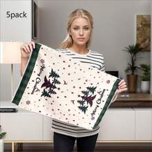5 Packs Christmas Towels Are Soft, Comfortable, And Cartoon Christmas Patterns Have Good Water Absorption