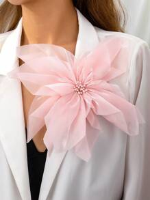 1pc Women's Fashion Versatile Gauze Pointed Petal Brooch, Suitable For Daily, Party And Occasion Wear