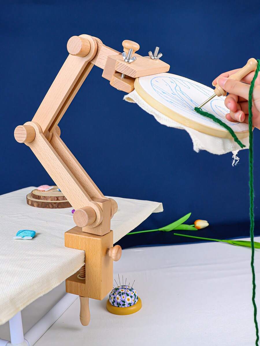 1 khung thêu gỗ sồi có kẹp, khung thêu chữ thập đa năng có thể xoay DIY, thiết kế tay độc đáo, bảng kẹp rộng, lắp ráp dễ dàng, bao gồm 1 khung thêu