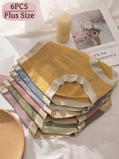 6 pezzi/confezione Mutande senza cuciture a vita alta multifunzione con controllo addominale per taglie forti per donne