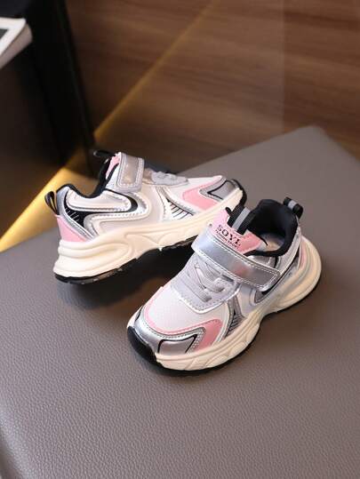 1pair Infant Sneakers With Hook And Loop Design, Soft Soles, Fashion Durable Toddler Girls Shoes For Spring, Fall, Winter