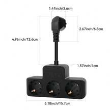 CILIA CILIA 1/2pcs Plug Power Strip , Power Extender , 3-IN-1 Outlet Adapter , With 10 CM Extension Cord , Simple And Portable For Home, Office, Industry, White/Black