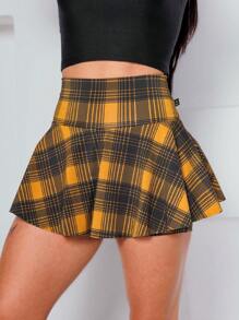 WOLFOX Women's Fitness Gym Ruffle Skirt Shorts Suplex - Orange - View 1