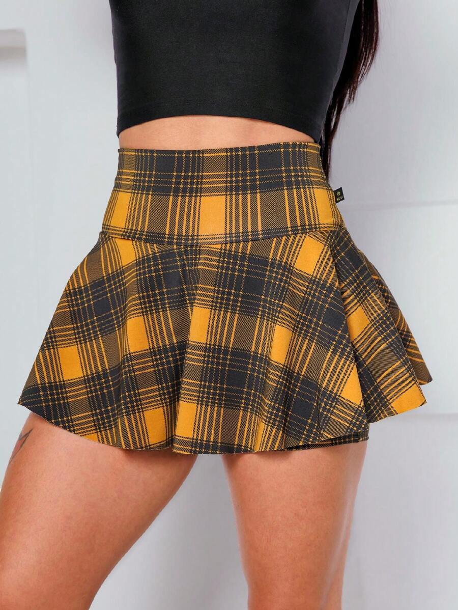 WOLFOX Women's Fitness Gym Ruffle Skirt Shorts Suplex - Orange - View 1